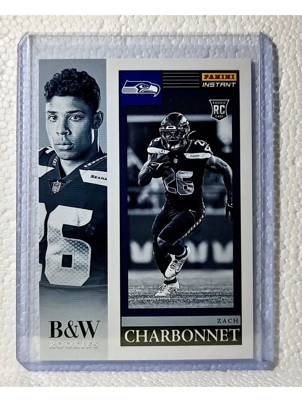 Zach Charbonnet 2023 Panini NFL #13 Black & White Rookies Card Seahawks 1/216